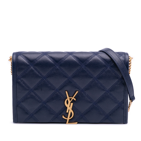 Pre-Loved Saint Laurent Quilted Diamond Lambskin Becky Wallet on Chain - Picture 1 of 12